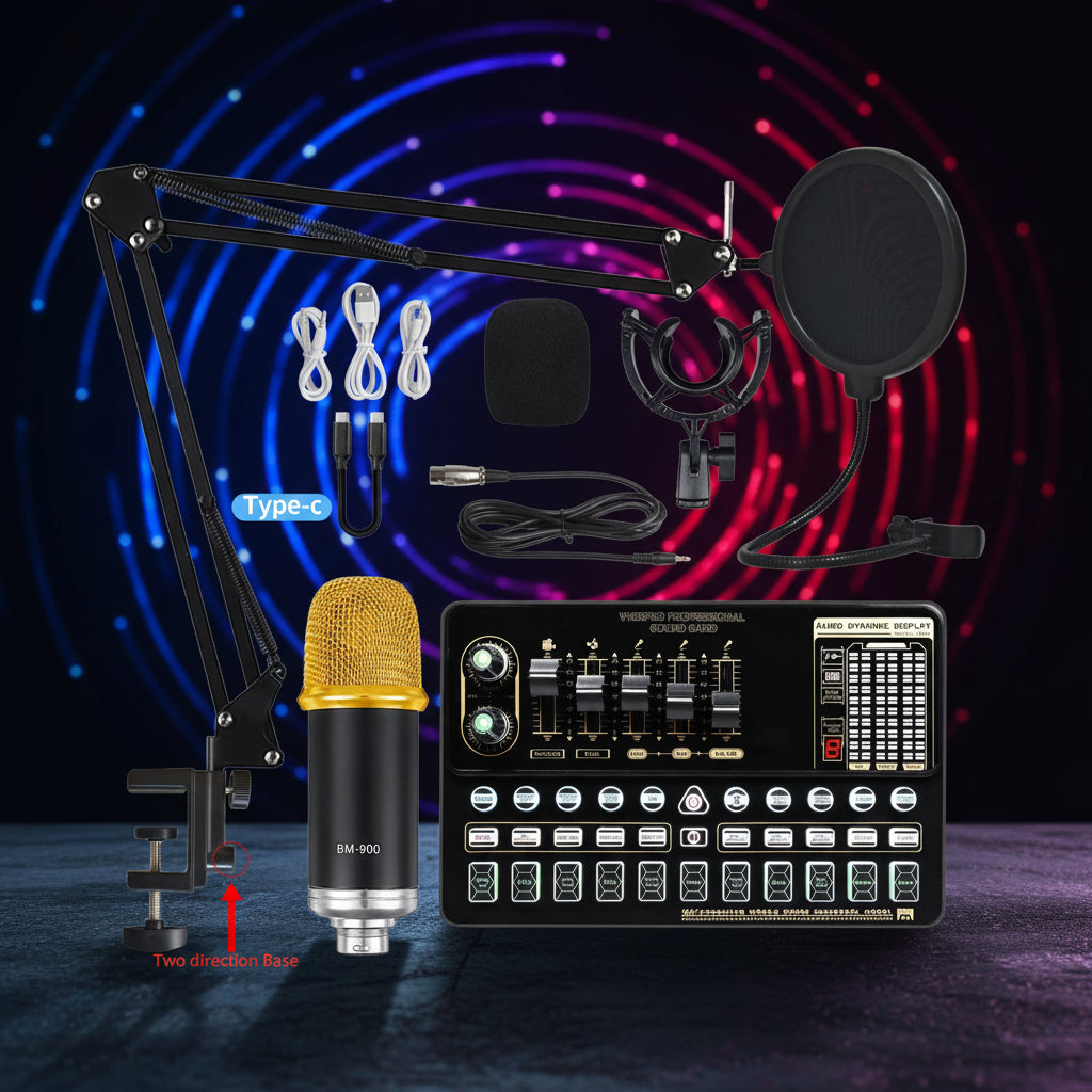 Set Microphone Stand Cell Phone Sound Card Bm800