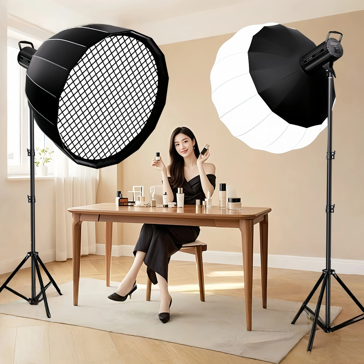 Universal Bowens Mount Lantern Softbox Light Diffuser, Spherical Soft Light Box for Studio LED Video Light Photography