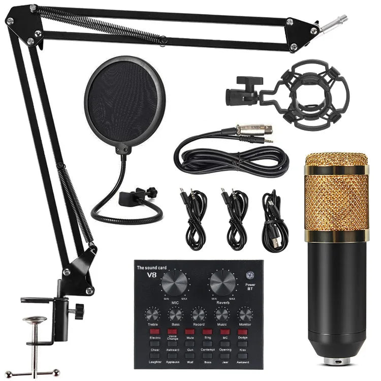 Vason Professional Condenser Microphone BM800 V8 Sound Card Set for Live Webcast Recording