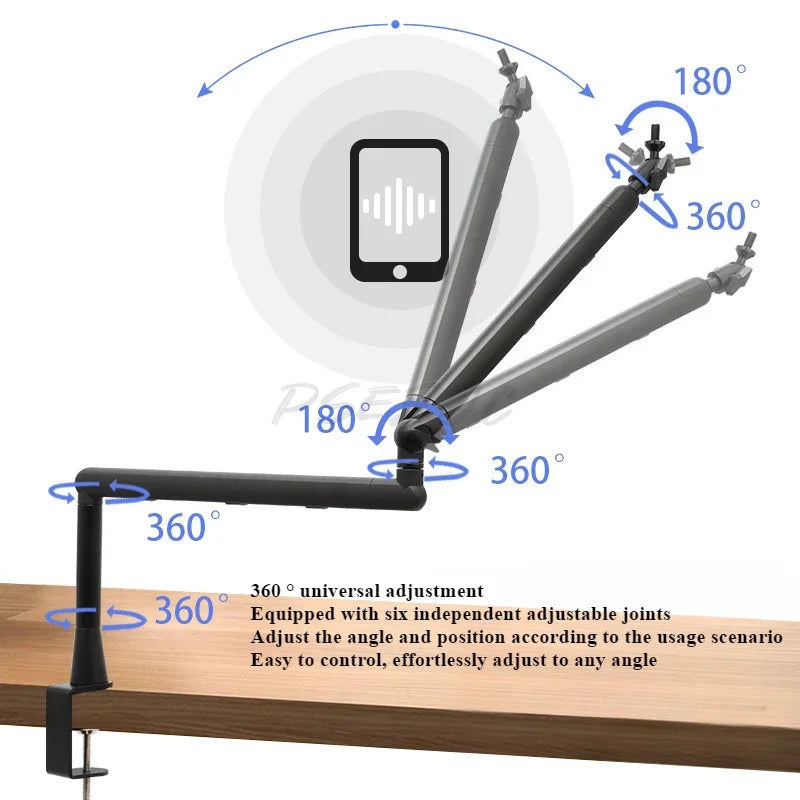 Desktop Mic Stand - Foldable Anti-Shock Cantilever Holder Mic Boom Arm
