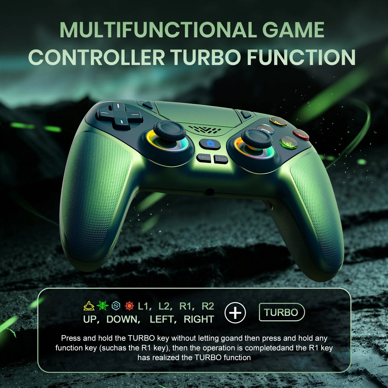 RGB Light Controller For PlayStation 5/PS5 Pro/Slim/PC Wireless Gamepad Marco/Turbo NO Drift Hall Effect Gaming Control Joystick