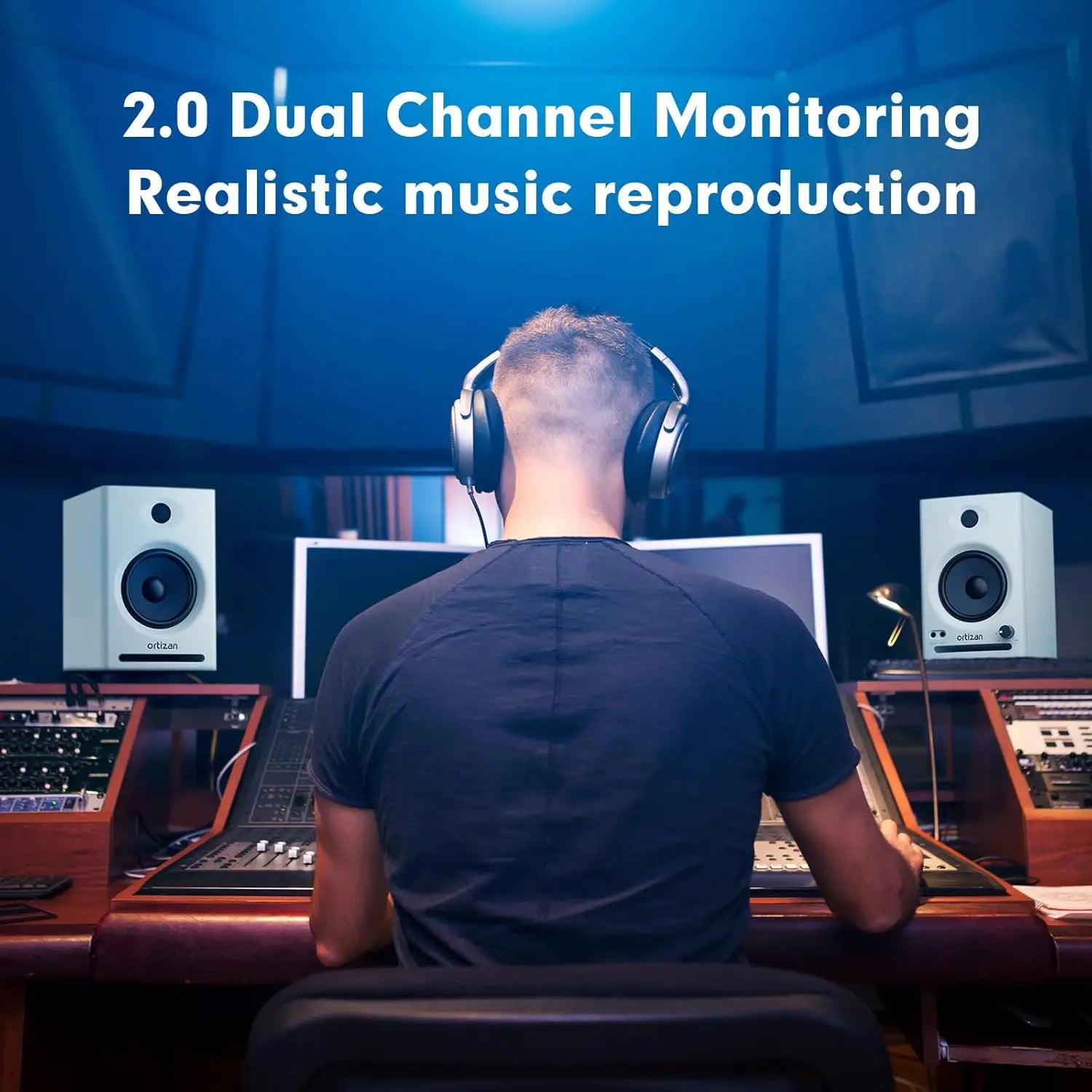 Ortizan Audio Bookshelf Active Speakers Studio Monitor,Bluetooth 5.3 Wireless Computer TV PC USB DAC HiFi Home Subwoofer System