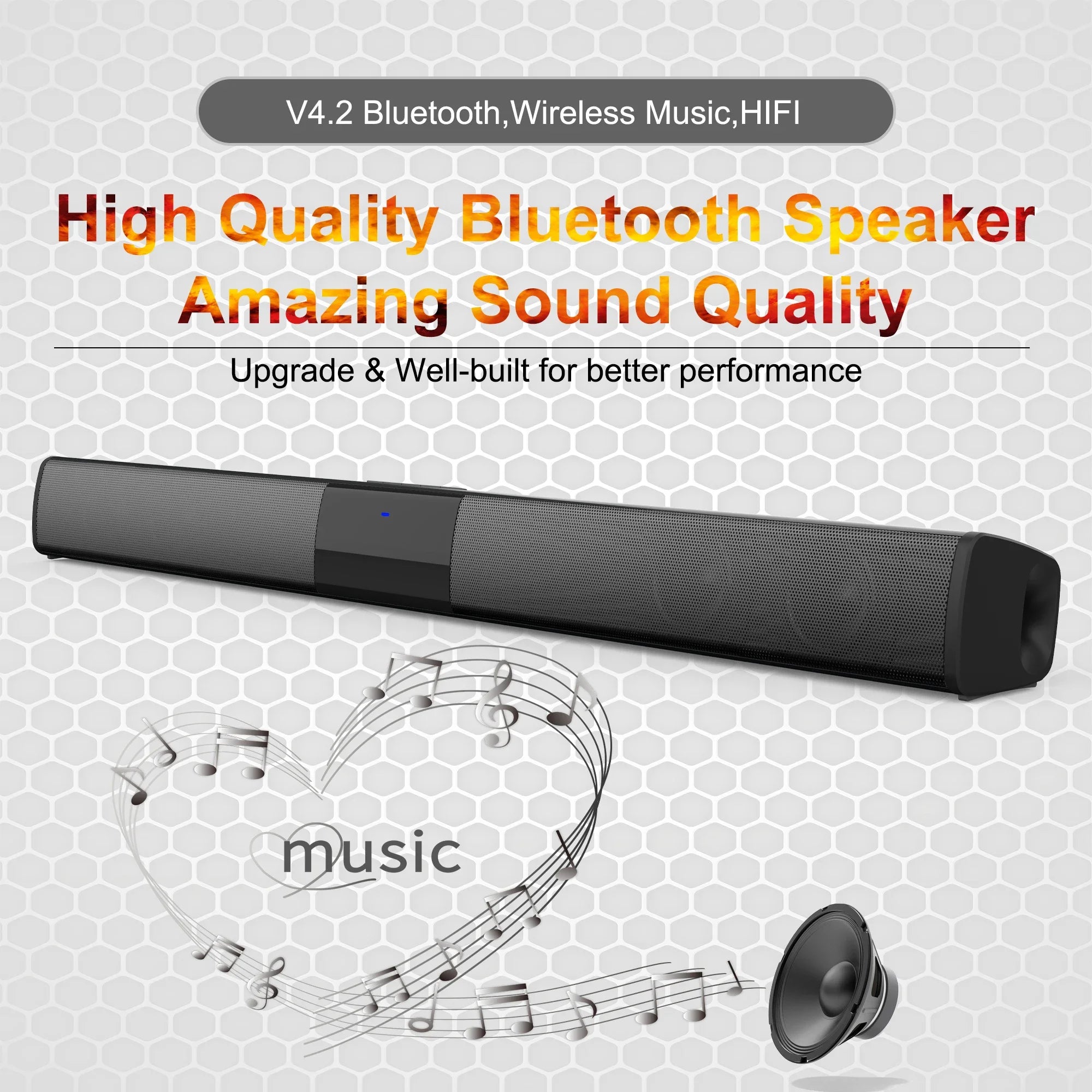 40W High Power Soundbar for TV Computer Wireless Bluetooth Speaker Home Theater Sound System FM Radio Subwoofer RCA Soundbox TF