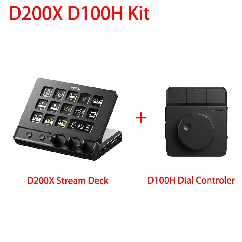 Ulanzi D200X 8 in 1 Stream Deck Keyboard 14 LCD Keys Stream Controler for Video Editing Game Live Content Creation Studio Light