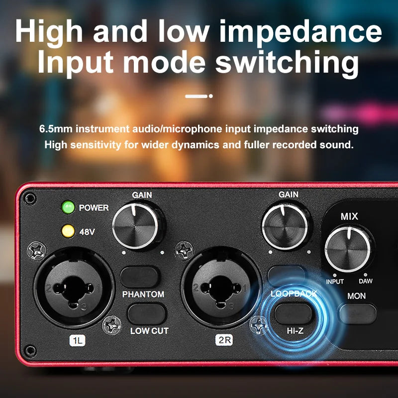 USB Audio Interface Sound Card, High Samping Rate, Noise-Free for Content Creators & Musicians, for Computer Recording