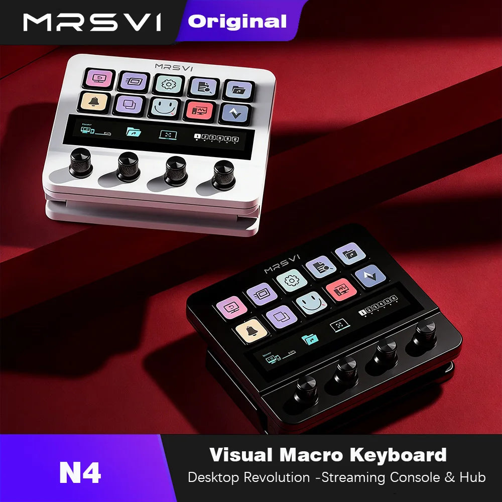 MRSVI N4 Stream Deck Controller, Elgato Alternative, 10 Programmable LCD Keys with 500+ Plugins for Streaming/Editing