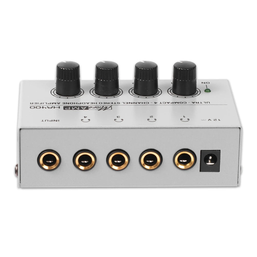 Headphone Amplifier Ultra-Compact Stereo Earphone Amplifier Audio Amplifier 4 Channels for Music 6.35MM Jack with Volume Control