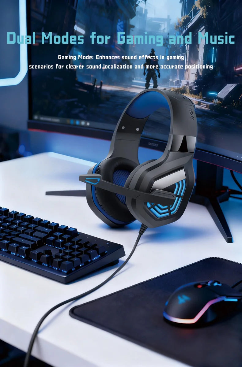 G7 Gaming Headset With Noise-cancelling Mic Surround Sound Wired LED Lights For Gamers Stereo SVirtual Surround Bass Earphone