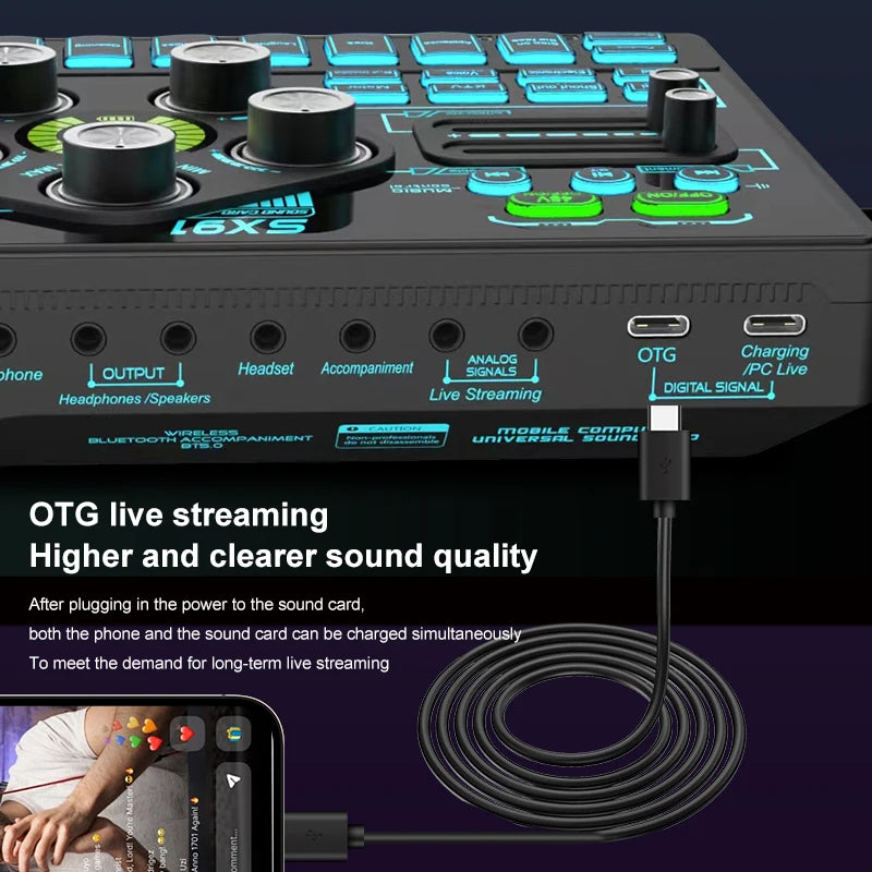 SX91 Sound Card USB Sound Mixer Professional Audio Mixing Console Amplifier For Live Sing PC Computer Laptop Cellphone