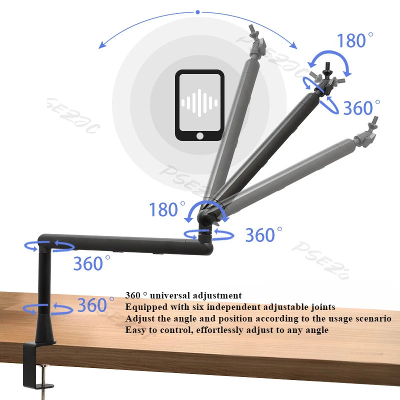 Desktop Mic Stand - Foldable Anti-Shock Cantilever Holder Mic Boom Arm
