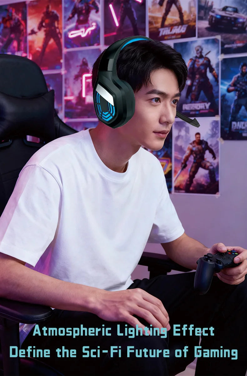G7 Gaming Headset With Noise-cancelling Mic Surround Sound Wired LED Lights For Gamers Stereo SVirtual Surround Bass Earphone