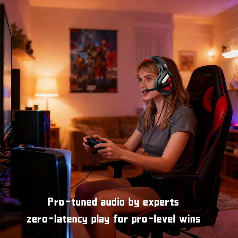 G7 Gaming Headset With Noise-cancelling Mic Surround Sound Wired LED Lights For Gamers Stereo SVirtual Surround Bass Earphone
