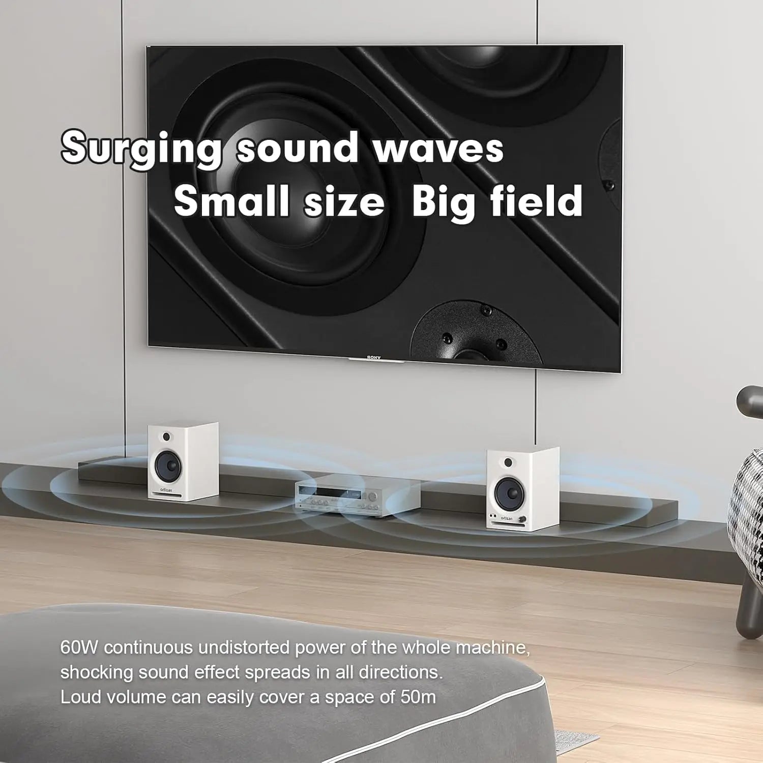 Ortizan Audio Bookshelf Active Speakers Studio Monitor,Bluetooth 5.3 Wireless Computer TV PC USB DAC HiFi Home Subwoofer System