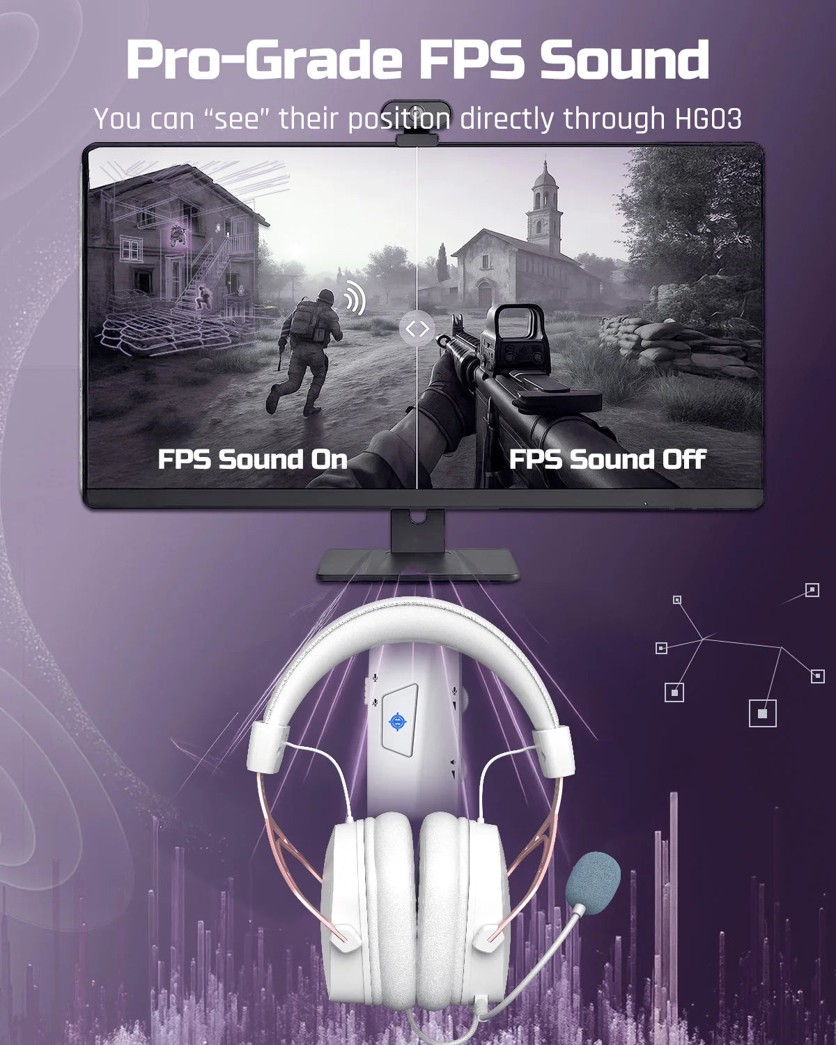 NUBWO HG03 Gaming Headphones with 7.1 Surround Sound USB-A Wired Headsets Gamer with Noise Canceling Mic Comfortable Design