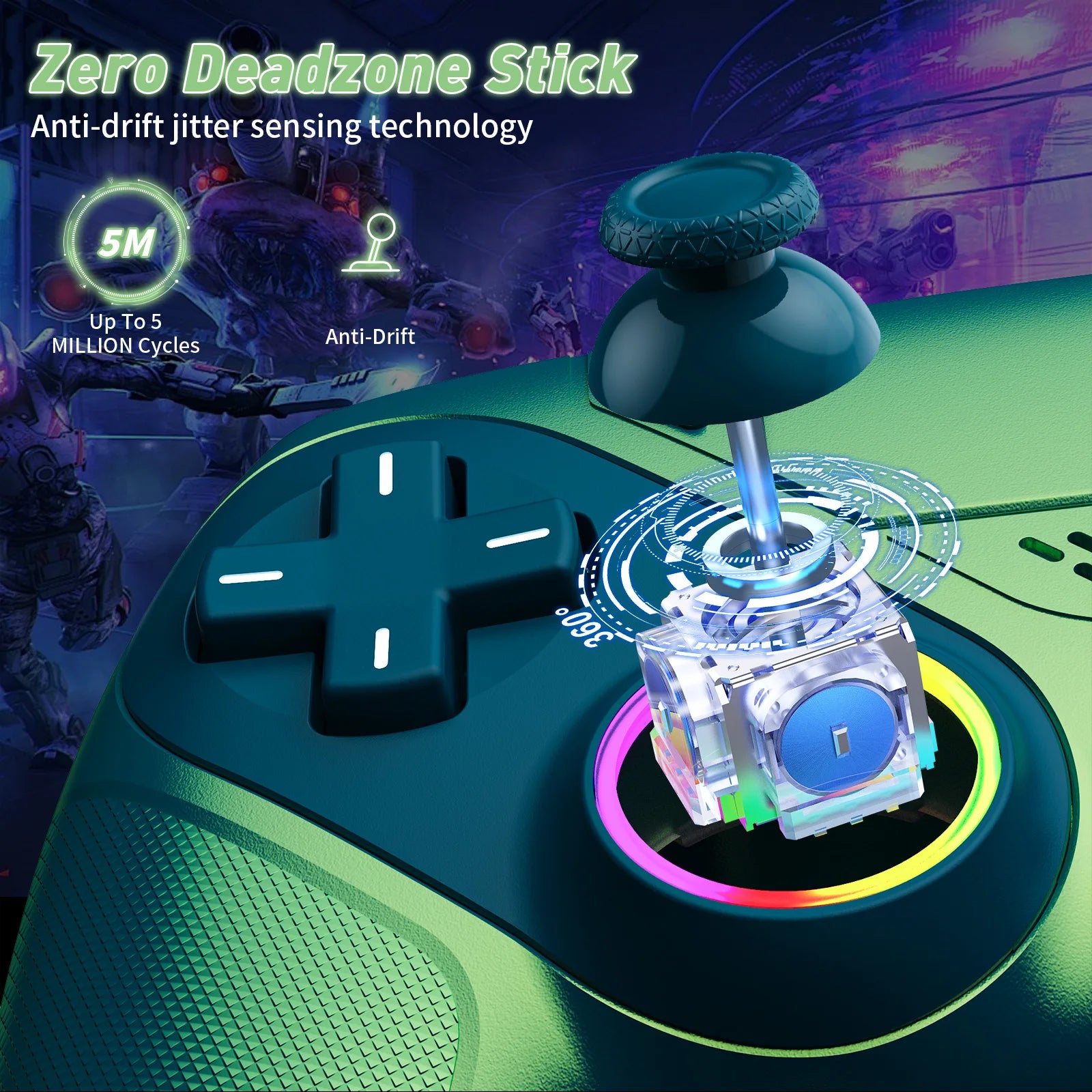 RGB Light Controller For PlayStation 5/PS5 Pro/Slim/PC Wireless Gamepad Marco/Turbo NO Drift Hall Effect Gaming Control Joystick