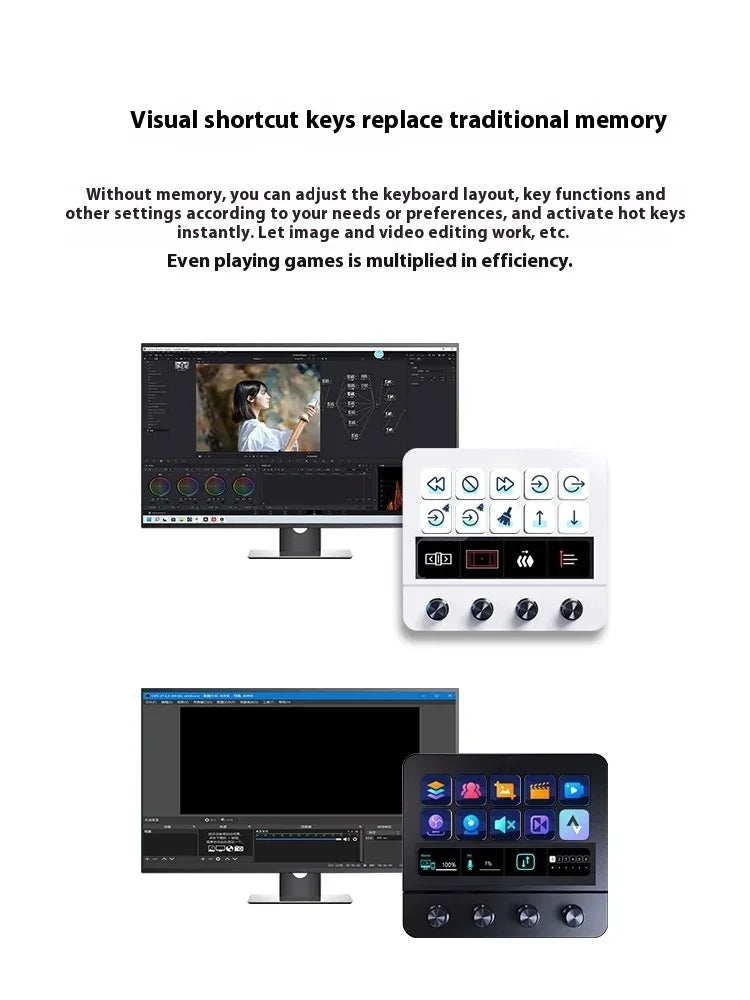 MRSVI N4 Stream Deck Controller, Elgato Alternative, 10 Programmable LCD Keys with 500+ Plugins for Streaming/Editing