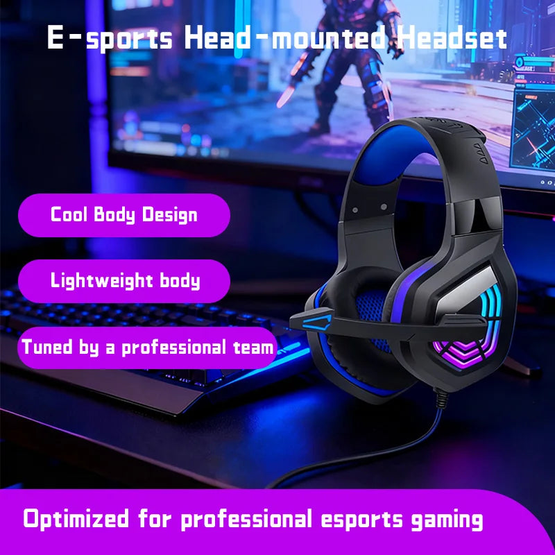 G7 Gaming Headset With Noise-cancelling Mic Surround Sound Wired LED Lights For Gamers Stereo SVirtual Surround Bass Earphone