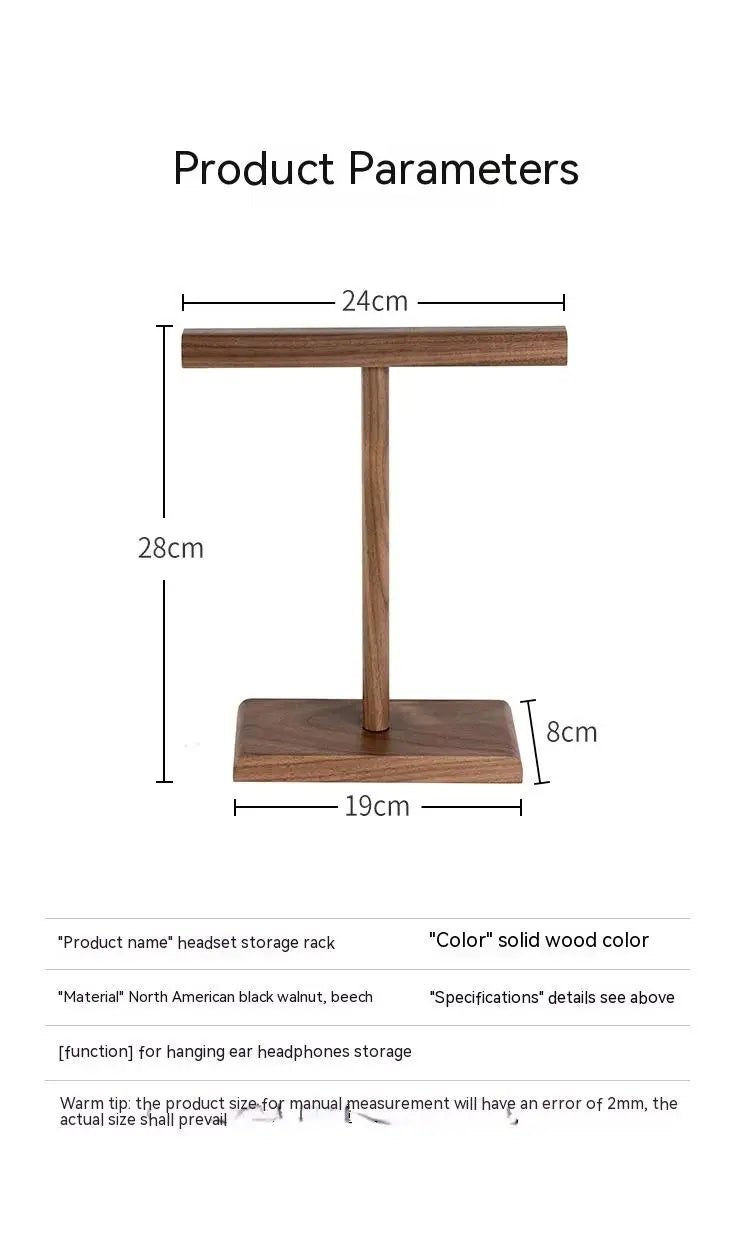 Wooden Stand Holder for Headset Display Shelf Desk Hanger T Shape Headphones Stands Storage Brackets Home Storage Organizer