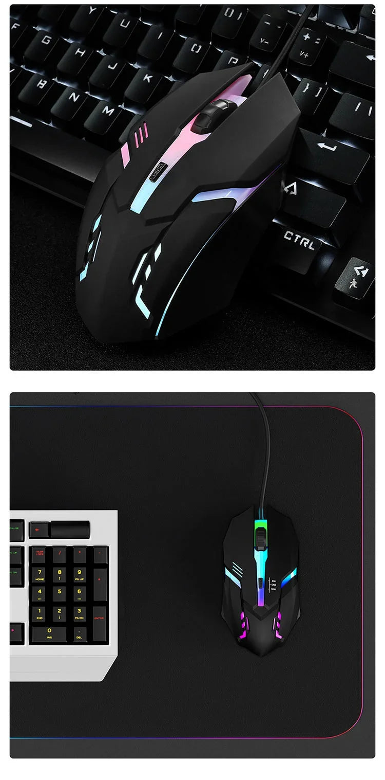 Ergonomic gaming mouse, suitable for desktop and laptop computers, 4-button USB RGB backlit mouse