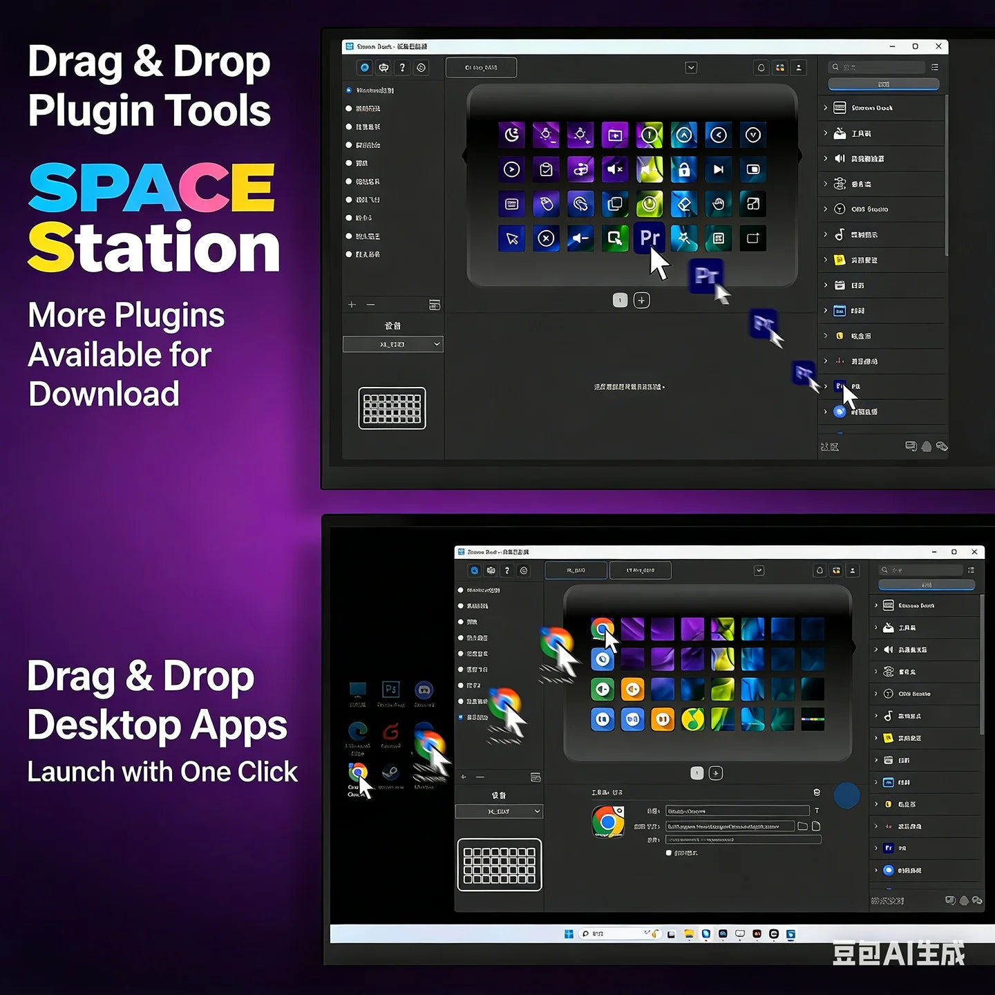 Mirabox XL 32-Key Visual Stream Deck Streamdeck Deck Dock Macro Pad Controller Desktop Console Stream Desk For OBS Streaming