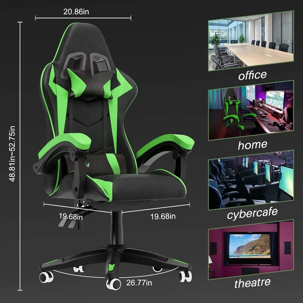 Ergonomic High Back Racing Style Reclining Gaming Chair With Headrest & Lumbar Support For Computer Use, Custom