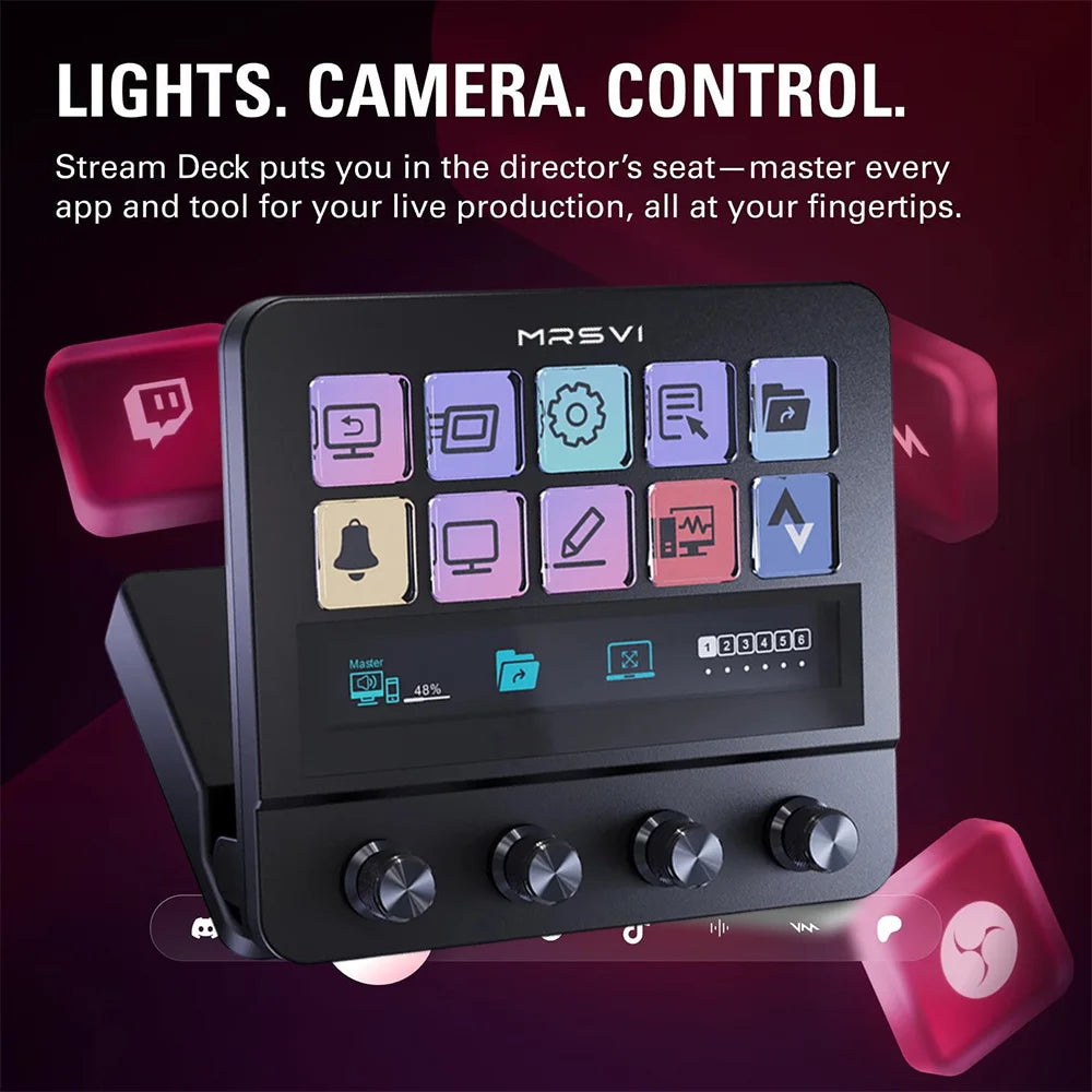 MRSVI N4 Stream Deck Controller, Elgato Alternative, 10 Programmable LCD Keys with 500+ Plugins for Streaming/Editing