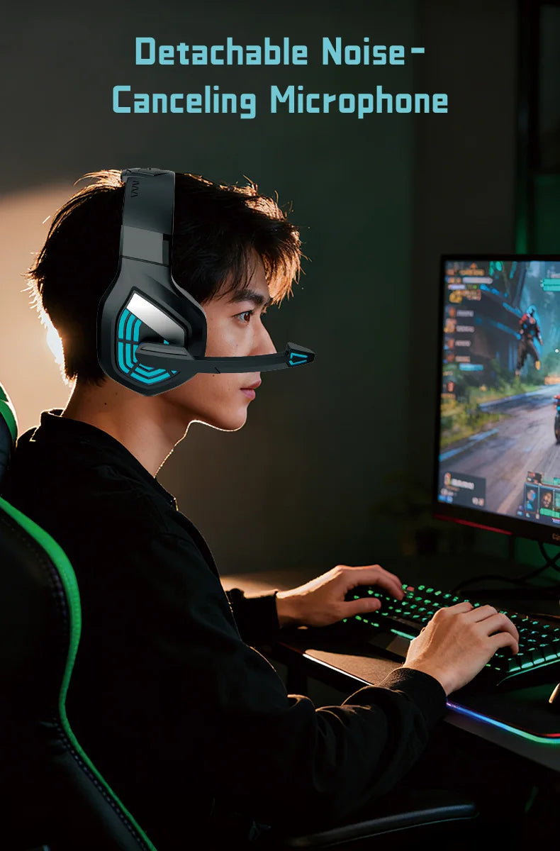 G7 Gaming Headset With Noise-cancelling Mic Surround Sound Wired LED Lights For Gamers Stereo SVirtual Surround Bass Earphone