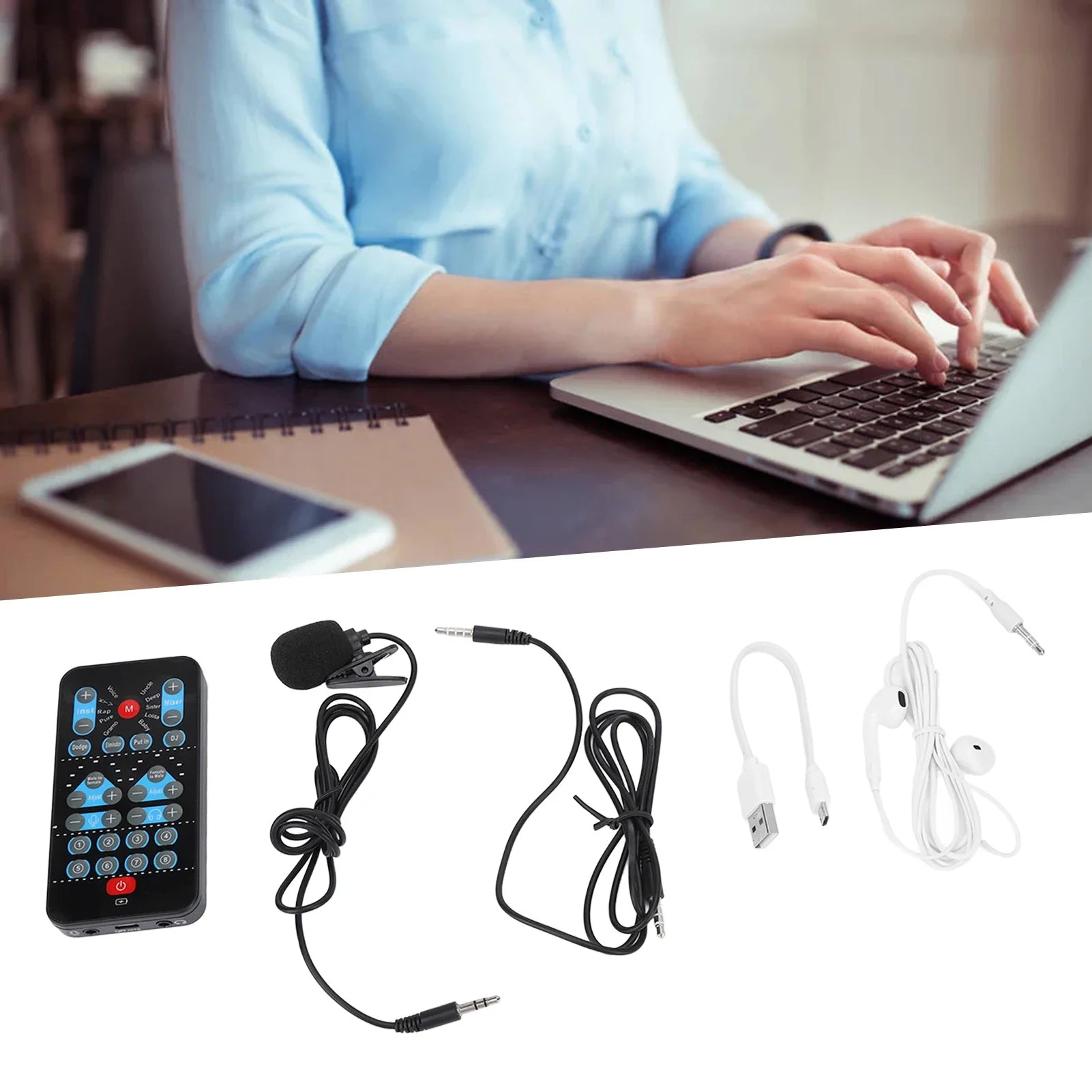 8 Sound Effects Mini Voice Changer Card Support Multi Languages Beautification Handheld Sound Card for Mobile Phone Computer