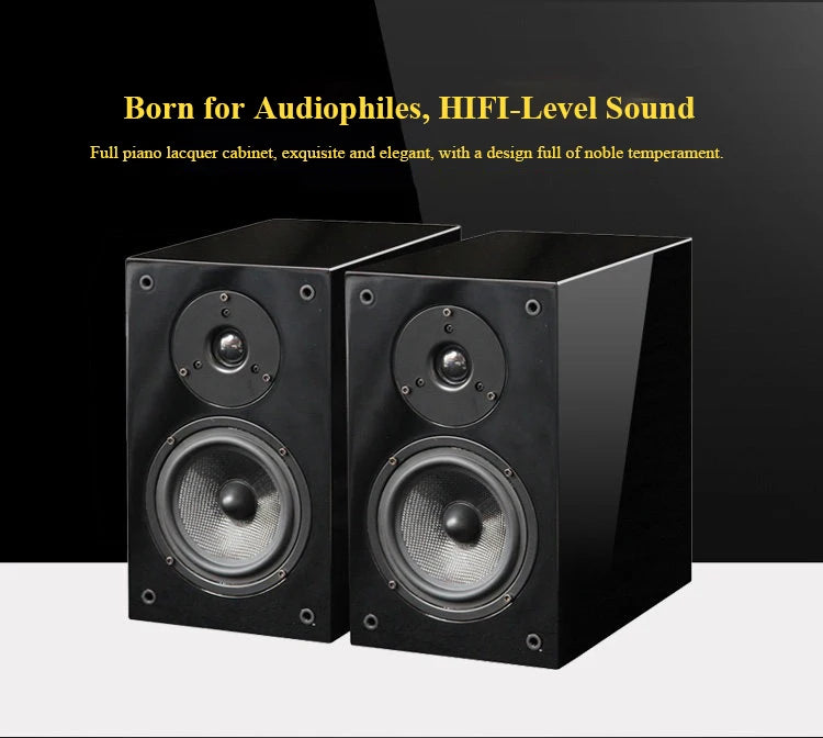 5-inch HIFI Passive Bookshelf Speaker 150W Output Power 3-inch Tweeter Unit Lacquered Shell Professional Monitor Speaker