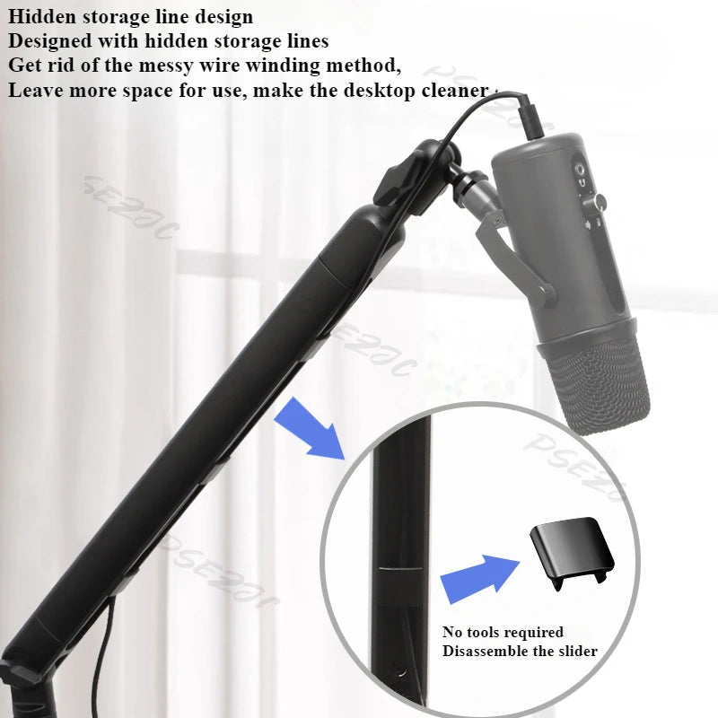 Desktop Mic Stand - Foldable Anti-Shock Cantilever Holder Mic Boom Arm