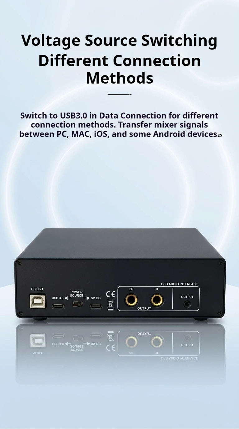 2 Channel USB Audio Interface with 48V Phantom Power Low Noise Sound Card for PC - Ideal for Recording Podcasts Guitar And Live
