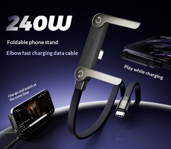 Fast Charging Foldable Bracket Data Cable 2-in-1