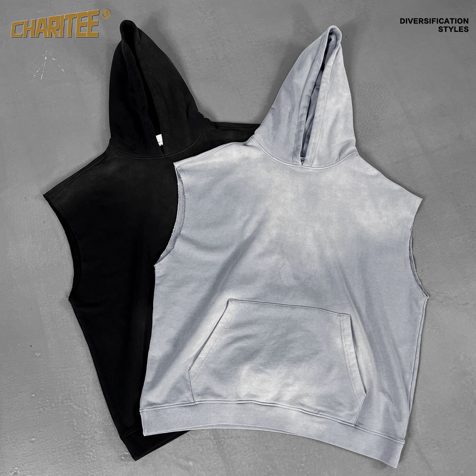 Mens Sleeveless Hooded Sweatshirt