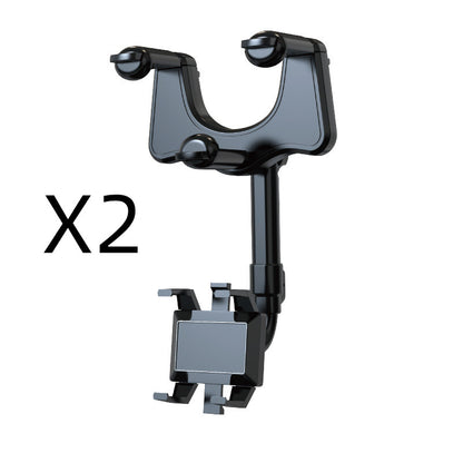 Multifunctional 360 Rear View Mirror For Car Rotatable And Retractable Car Phone Holder