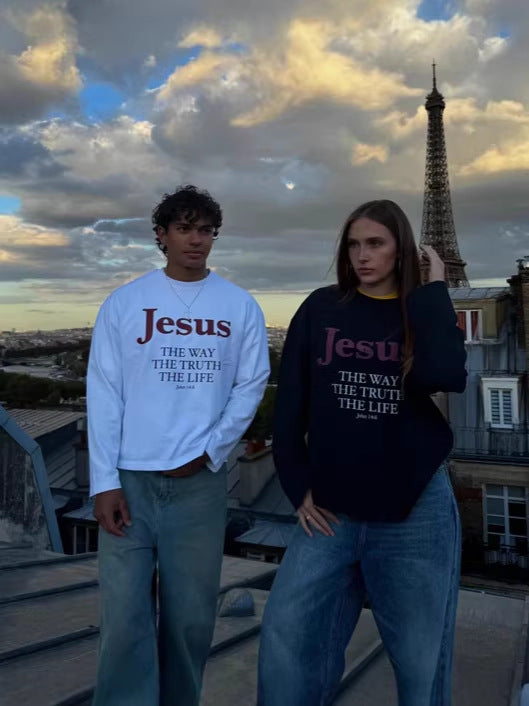 Jesus Is The Way Hoodie T-Shirt With A Crew Neck And Long Sleeves