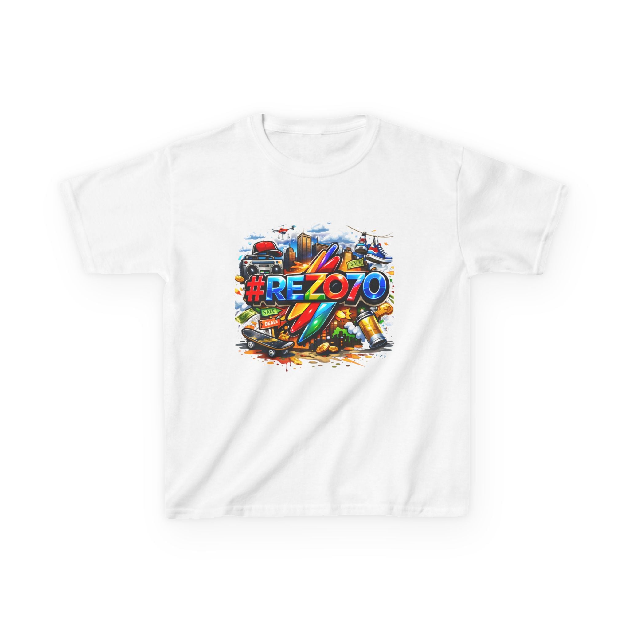 Kids Tee — Colorful #REZ0YO Surf & Skate Graphic