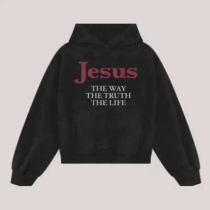 Jesus Is The Way Hoodie T-Shirt With A Crew Neck And Long Sleeves