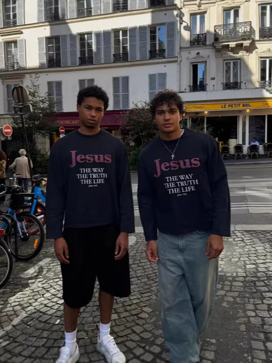 Jesus Is The Way Hoodie T-Shirt With A Crew Neck And Long Sleeves
