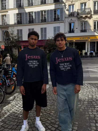 Jesus Is The Way Hoodie T-Shirt With A Crew Neck And Long Sleeves