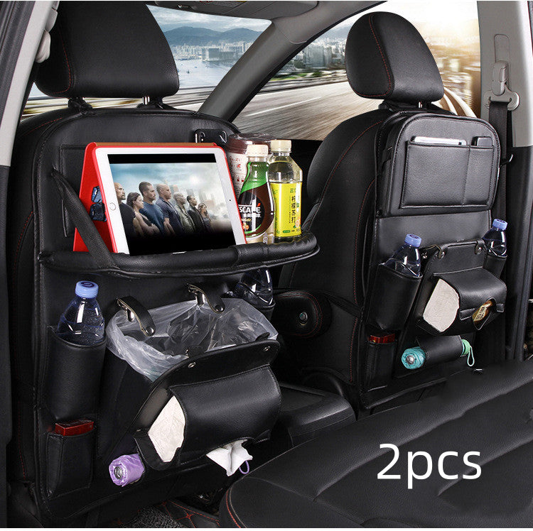 PU Leather Car Storage Bag Multifunction Seat Back Tray Hanging Bag Waterproof Car Organizer Automotive Interior Accessories