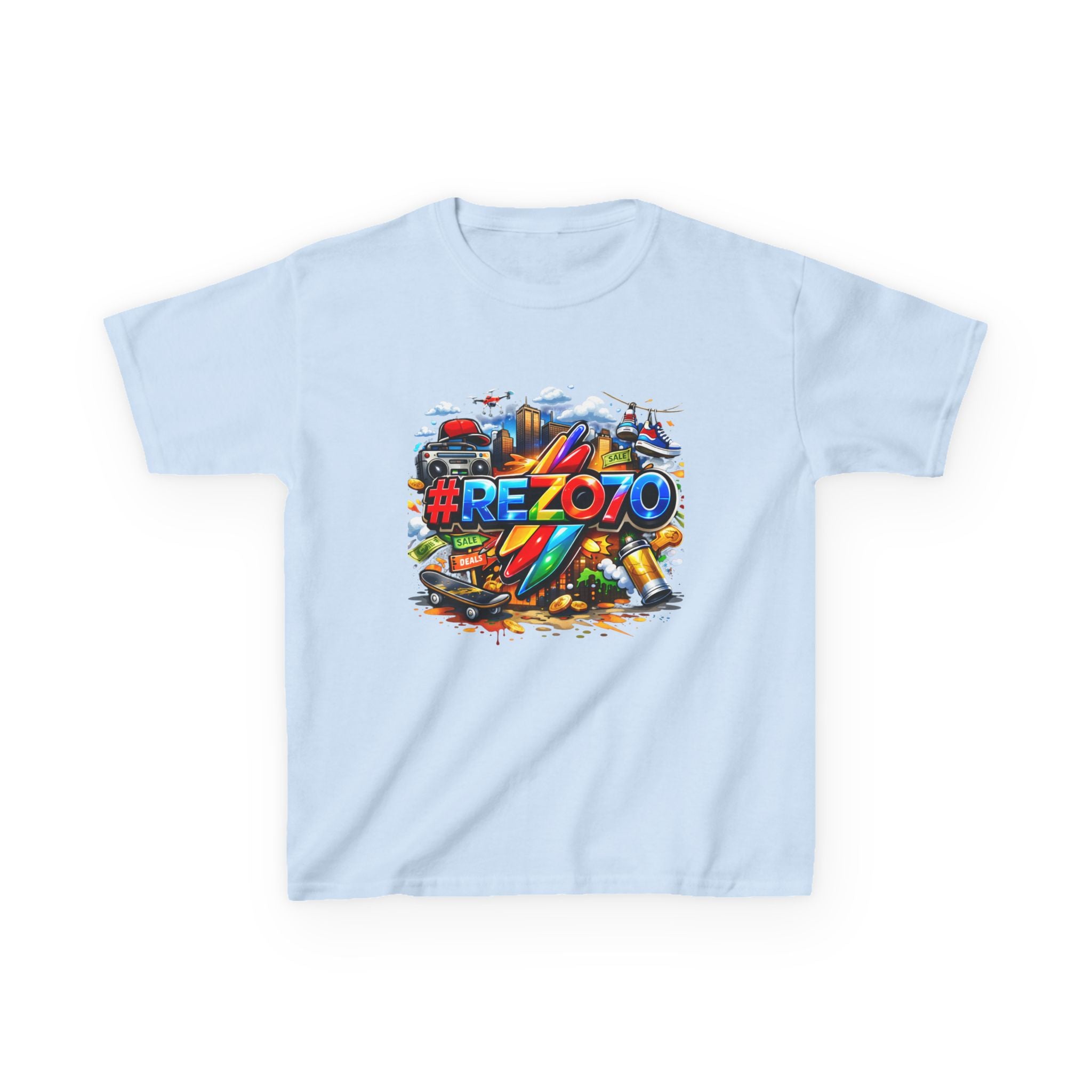 Kids Tee — Colorful #REZ0YO Surf & Skate Graphic