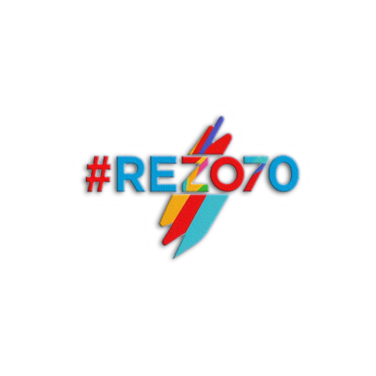 Cut Sticker - #REZ070 Colorful Logo Kiss — Retro Lightning Laptop Decal