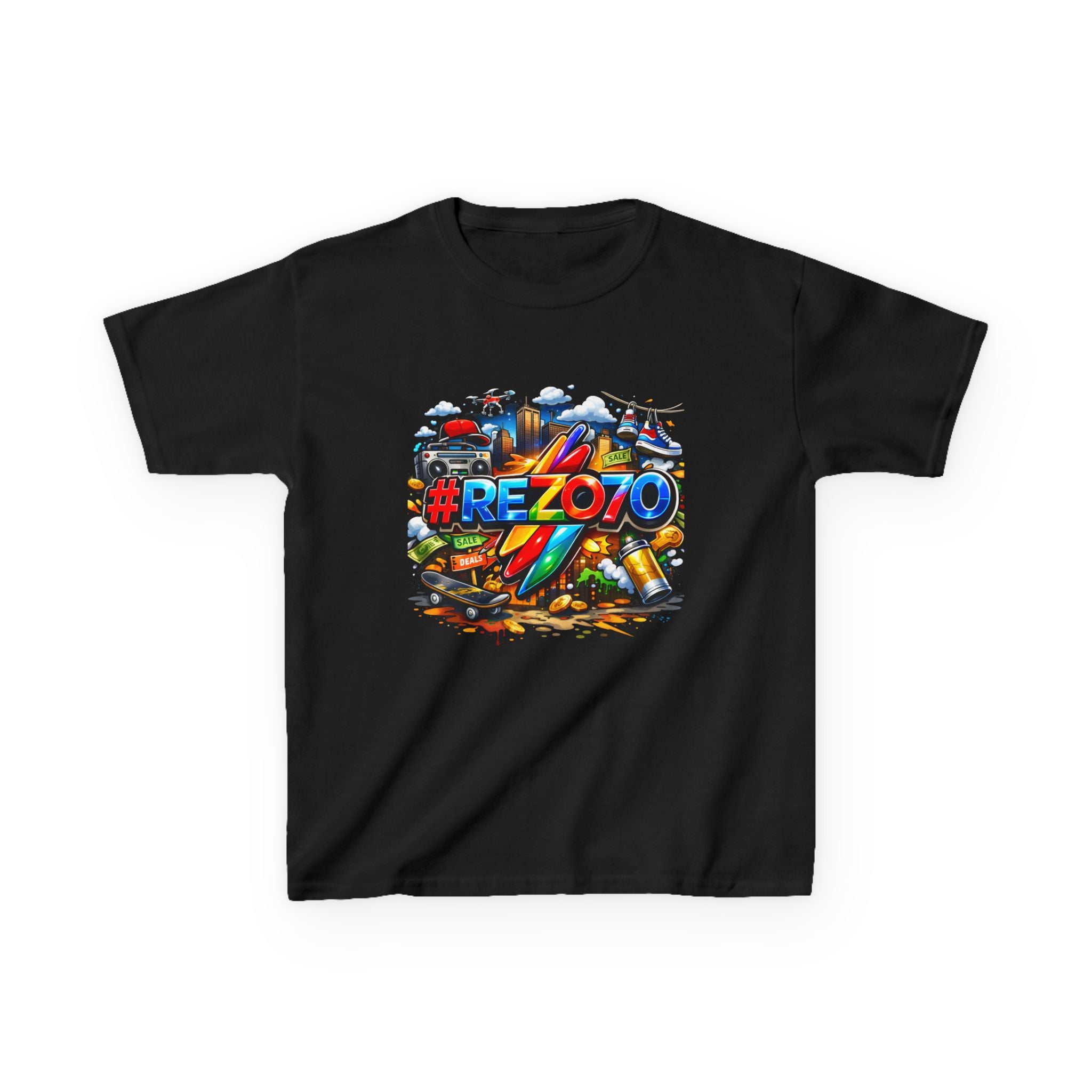Kids Tee — Colorful #REZ0YO Surf & Skate Graphic