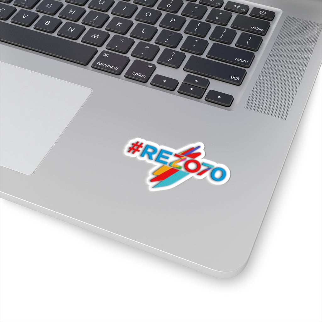 Cut Sticker - #REZ070 Colorful Logo Kiss — Retro Lightning Laptop Decal