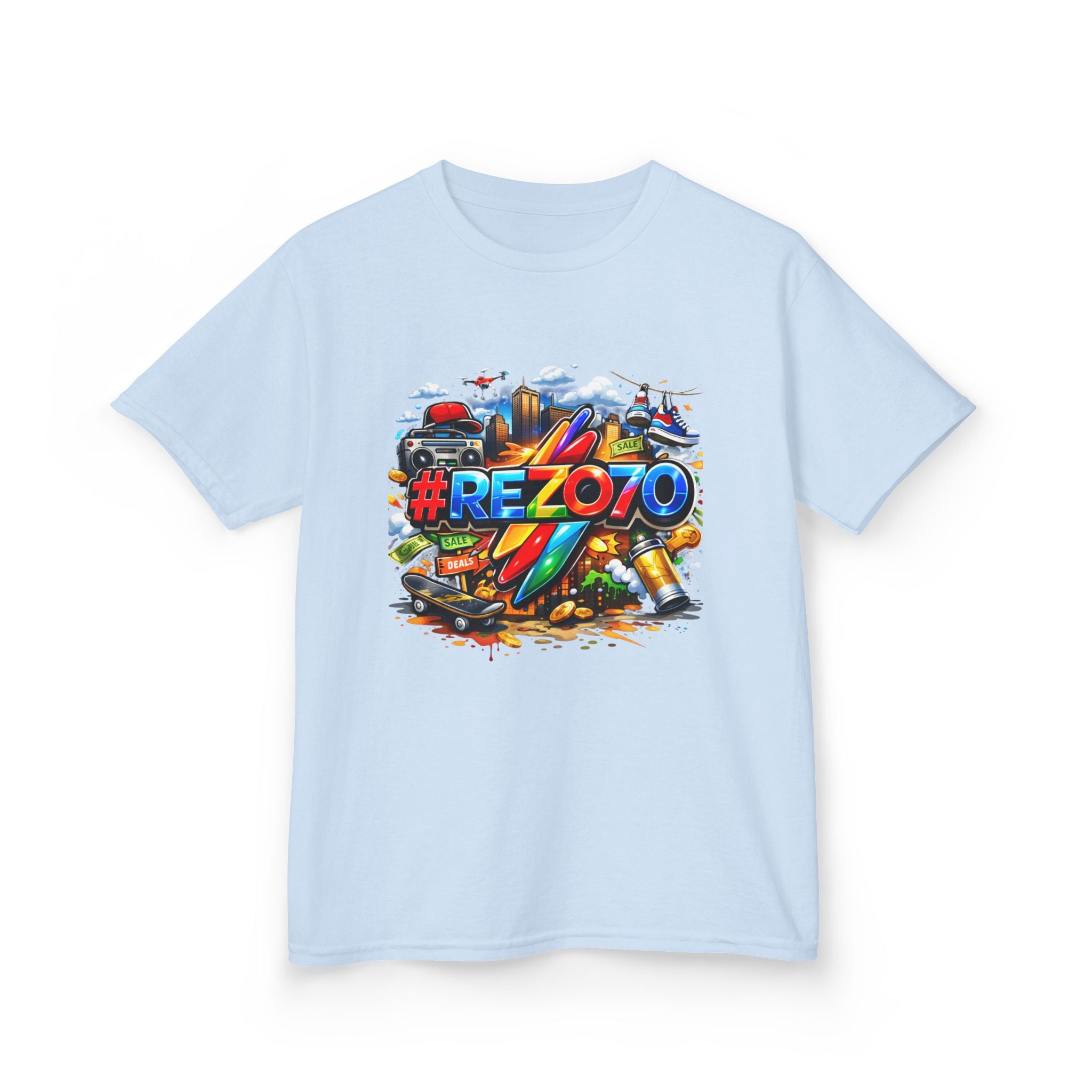 Kids Tee — Colorful #REZ0YO Surf & Skate Graphic