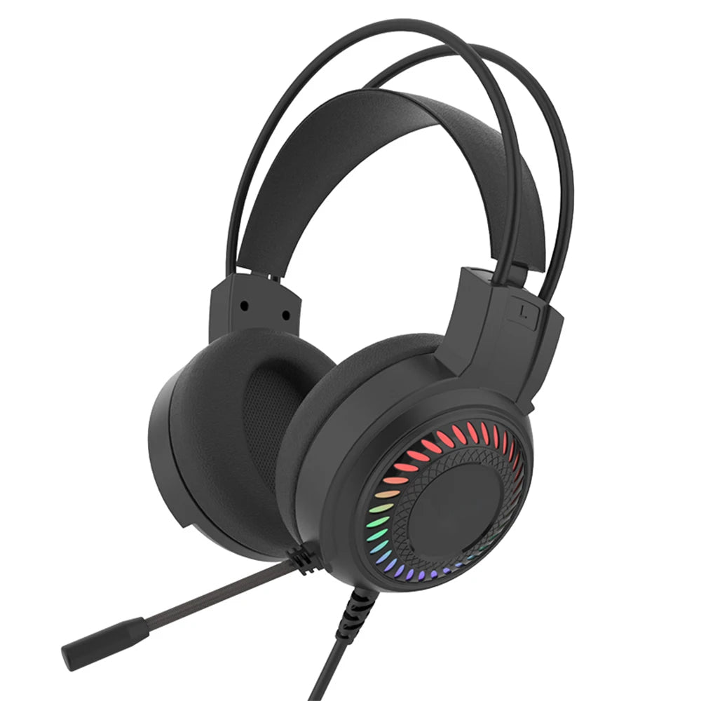 Over-ear Gaming Headphones RGB Lighting 50mm Drivers Metal Build Premium Sound Quality Button Controls 1.8m Cord for Mobile