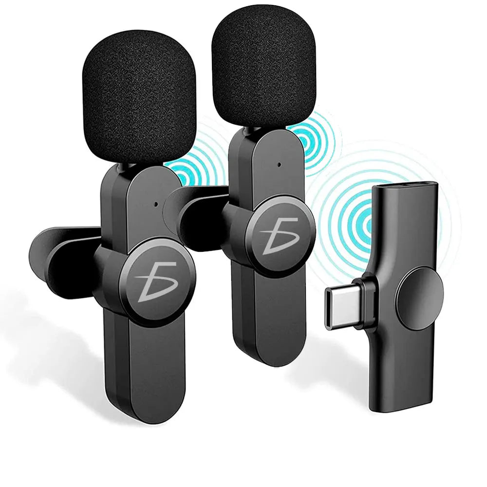ELE-GATE Portable 2-in-1 Wireless Lavalier Microphone (Plastic) for Android Cell Phone Live Streaming