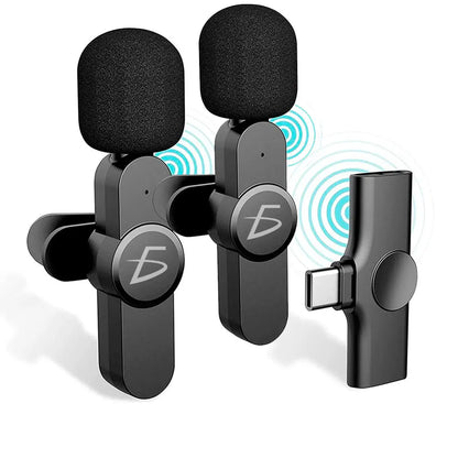 ELE-GATE Portable 2-in-1 Wireless Lavalier Microphone (Plastic) for Android Cell Phone Live Streaming
