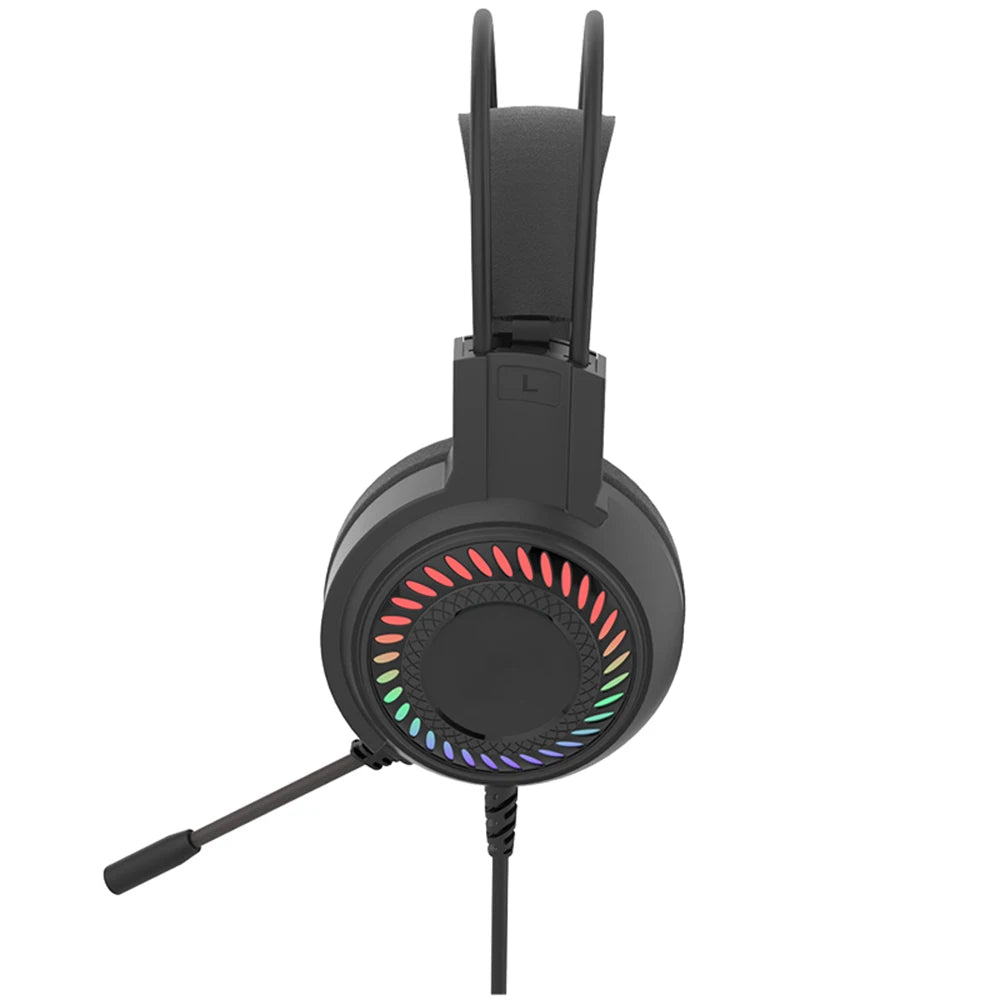 Over-ear Gaming Headphones RGB Lighting 50mm Drivers Metal Build Premium Sound Quality Button Controls 1.8m Cord for Mobile