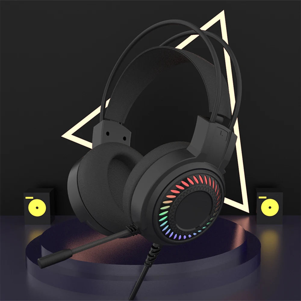 Over-ear Gaming Headphones RGB Lighting 50mm Drivers Metal Build Premium Sound Quality Button Controls 1.8m Cord for Mobile